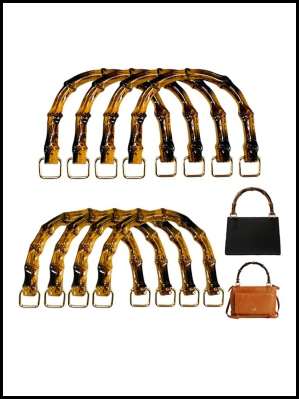 Bamboo Look Resin Purse Bag Handles - DIY Craft Supply, 8 Pack U-Shape